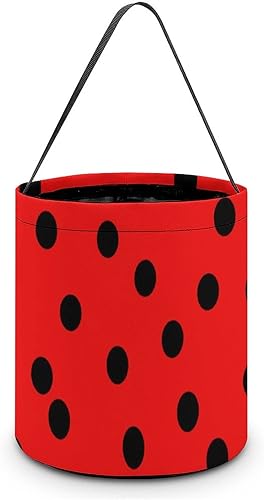 Black Dot Ladybugs Skin Funny Halloween Trick Or Treat Bucket Candy Basket Tote Bag Tote Bag for Party Hoilday Decoración