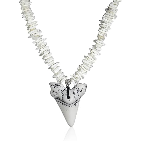 White Shark Fossil Teeth Necklace Anklet