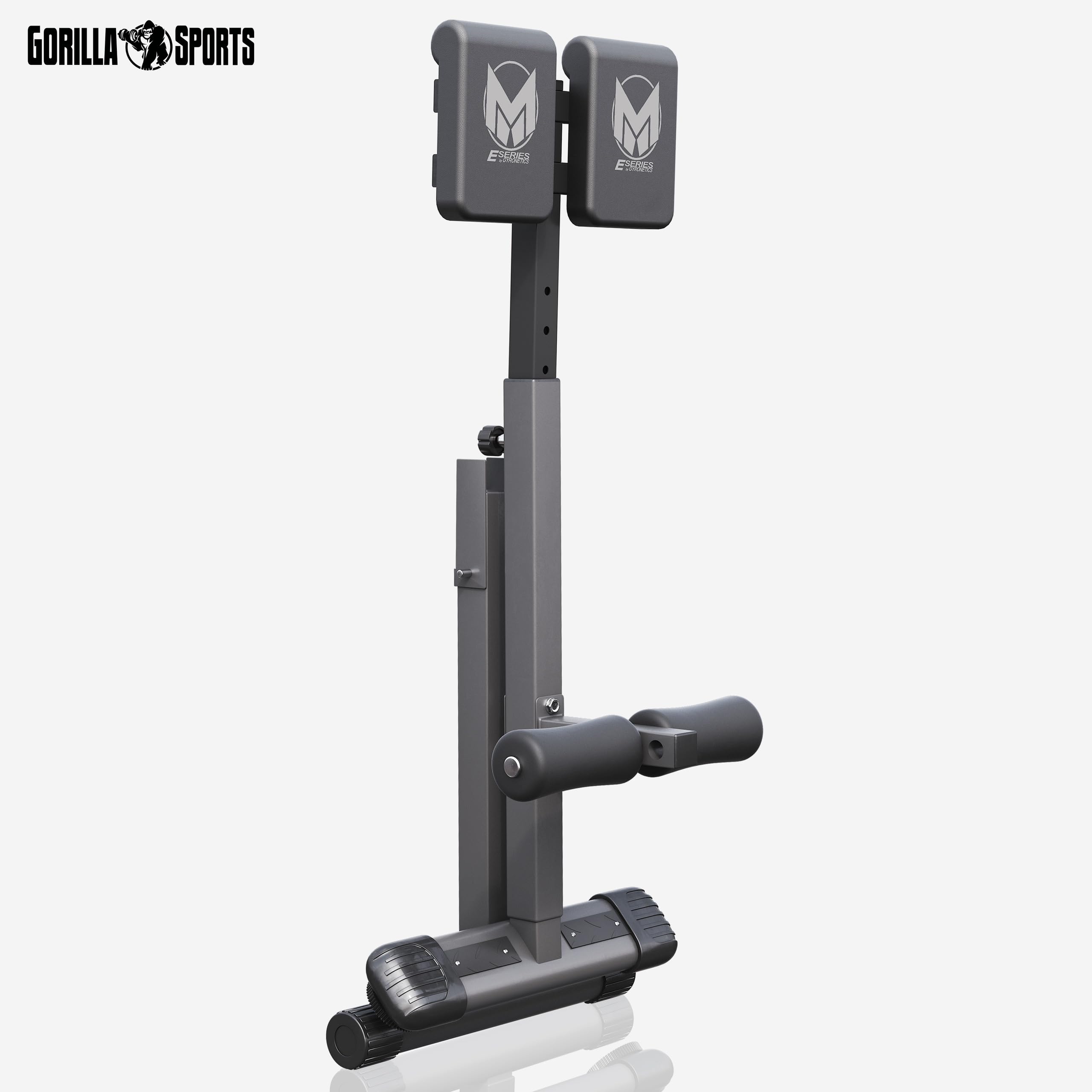 GYRONETICS® Hyperextension Rückentrainer, Klappbar, bis 120 kg, Schwarz | Mit zweiteiligem Bauchpolster und 3-fach höhenverstellbaren Beinstützen; Bauchtrainer, Römischer Stuhl, Fitnessgerät