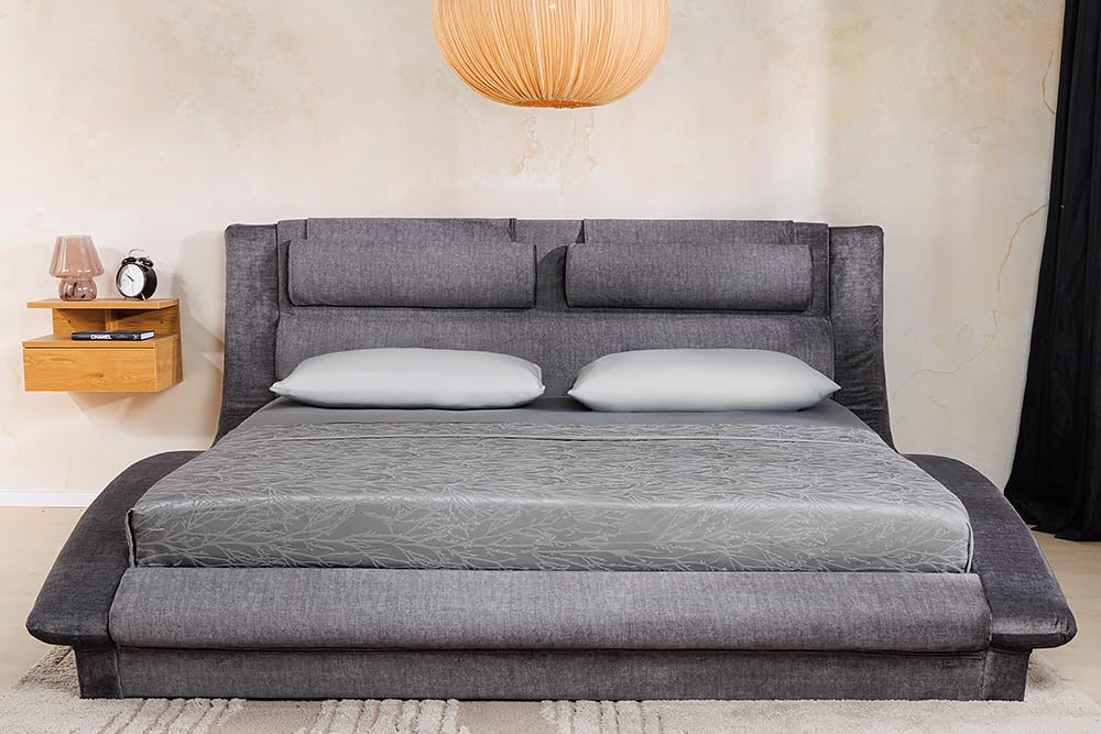 Boxbett SWING - 180x200cm - grau - Samt mit Stauraum Lattenrost Bettkasten