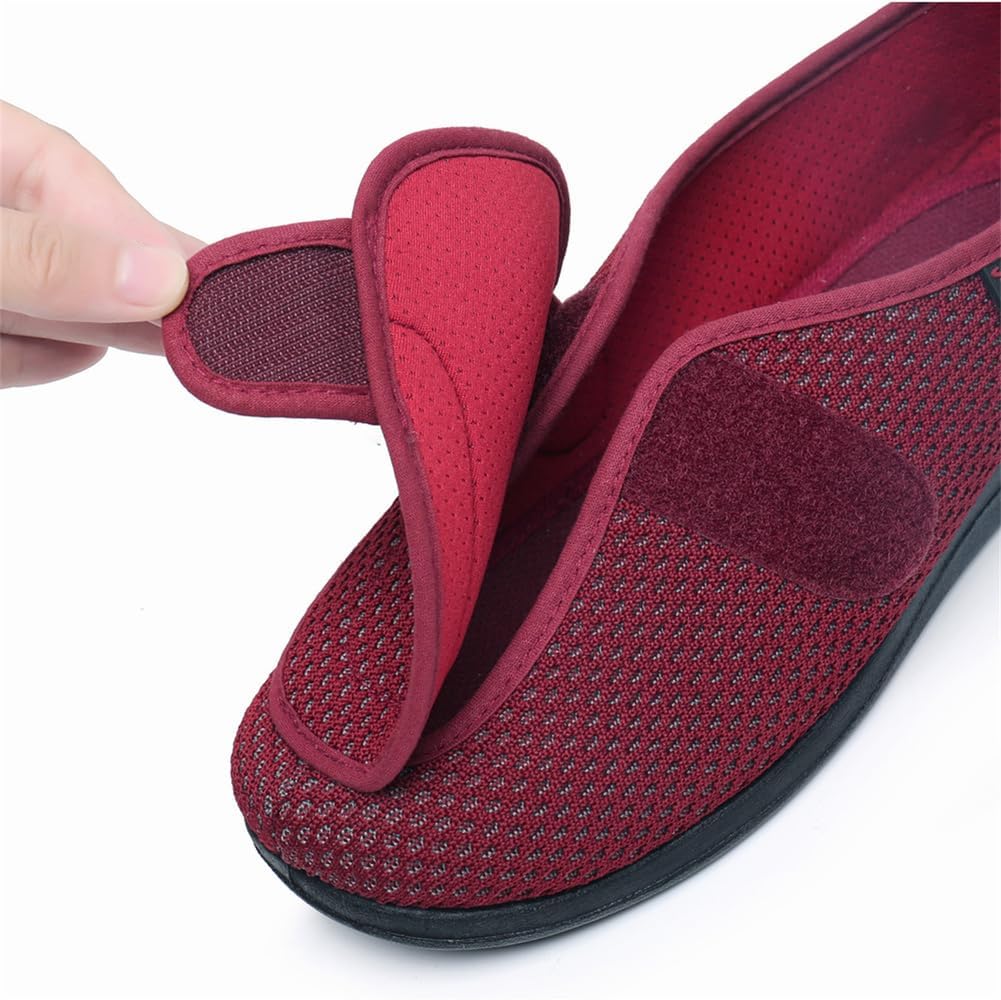 VEACAM Adjustable Diabetic Slippers for Men Women, Extra-Wide Non-Slip Orthopedic Walking Shoes for Elderly Edema Swollen Feet