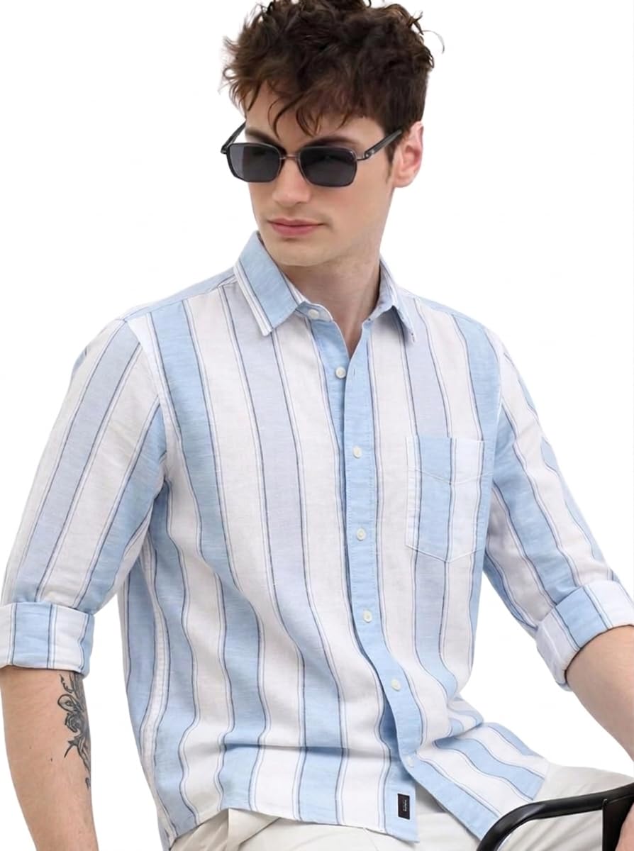 Youth First Men's Cotton Blend Casual Shirt | Regular Fit Solid Full Sleeve Button Down Collared Shirts | Comfortable Formal Office Business Casual for Men-image-25