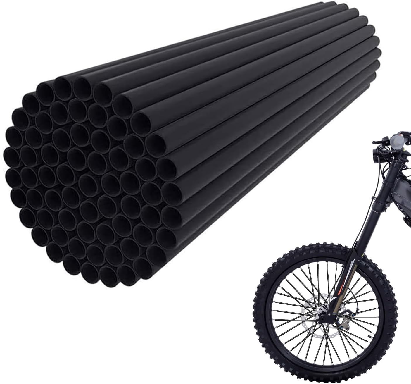 JFG RACING Bike Spoke Covers,Universal 72Pcs Dirt Bike Spoke Skins Wheel Wraps for 8"-21" Rims for Dirt Pit Bike Motorcycle Bicycle Wheelchair Decoration - Black