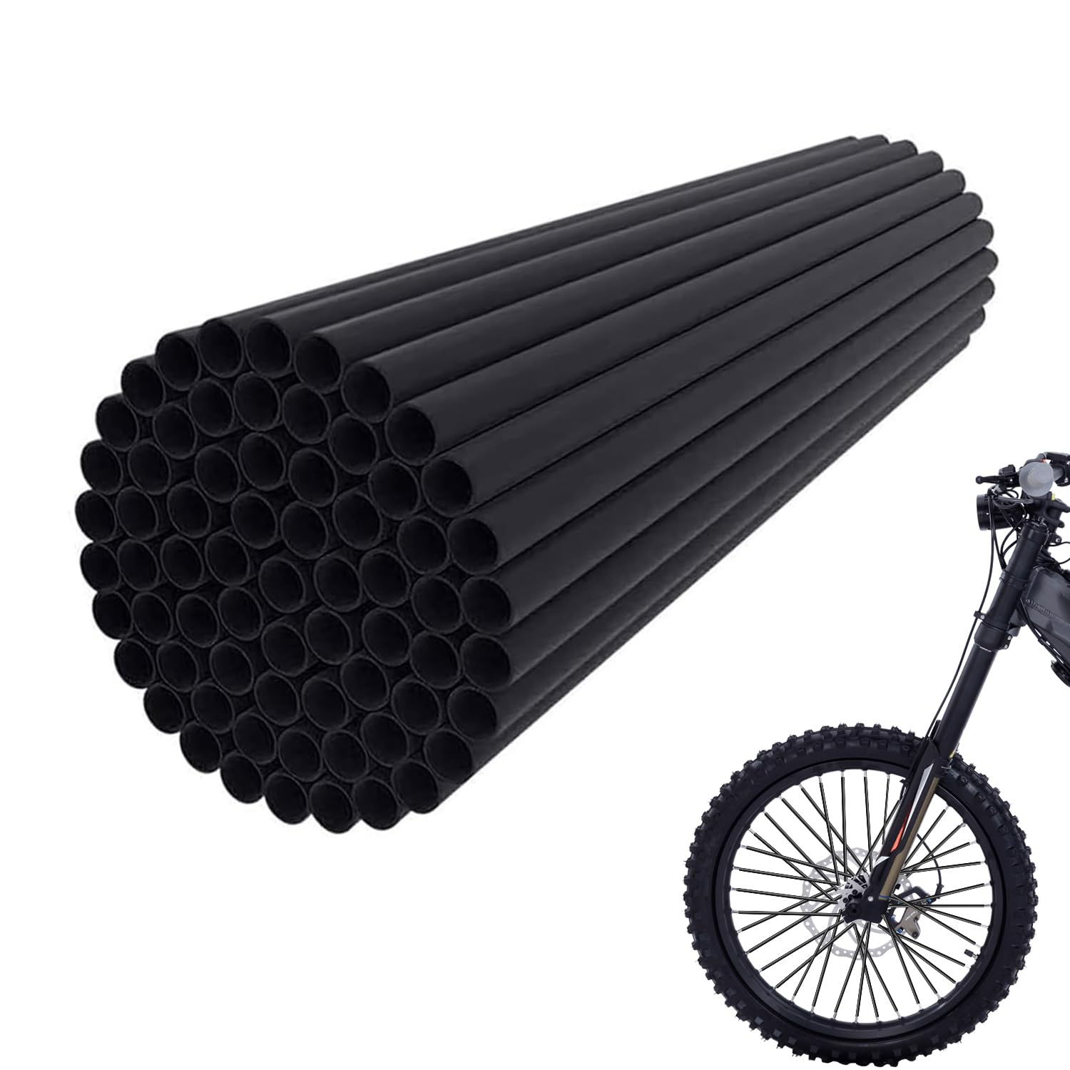 JFG RACING Spoke Skins Covers,72Pcs Black Dirt Bike Spoke Covers Wheel Rims Wraps Pipe Trim For 8"-21" Rims,Universal for Motorcycle Bicycle Wheelchair Decoration
