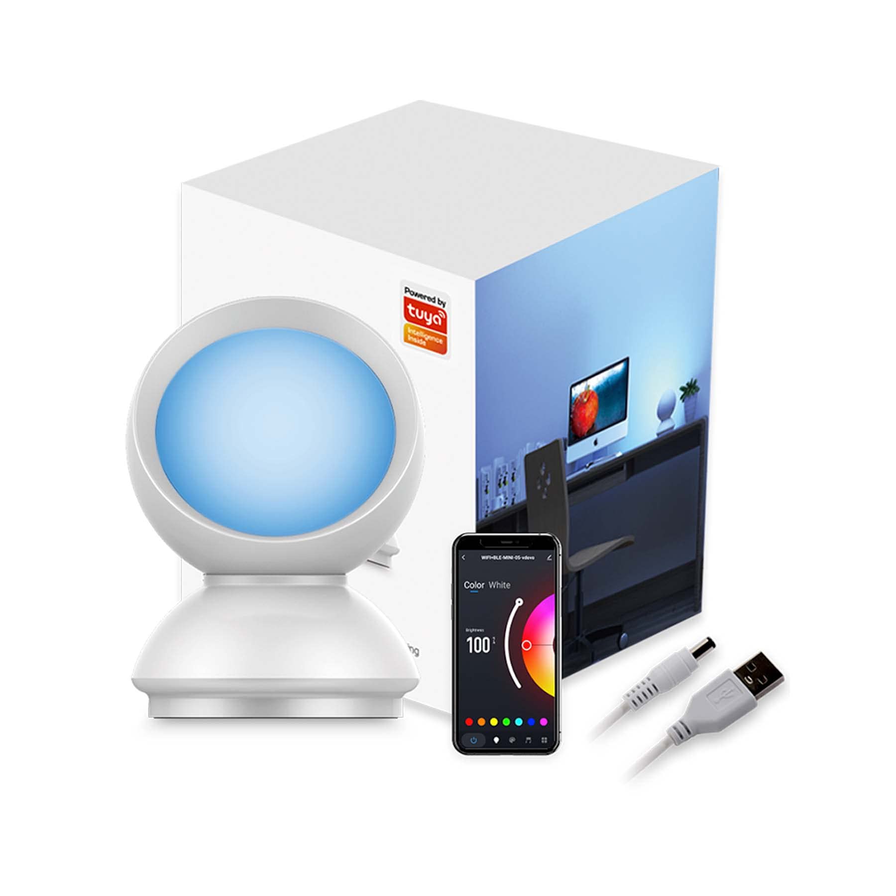 G.w.s Rgb+Cct G.w.s® Led Ambient Table Lamp, Wifi Smart App Control, Works With Alexa And Google Assistant, Music Sync, Room Mood Lighting