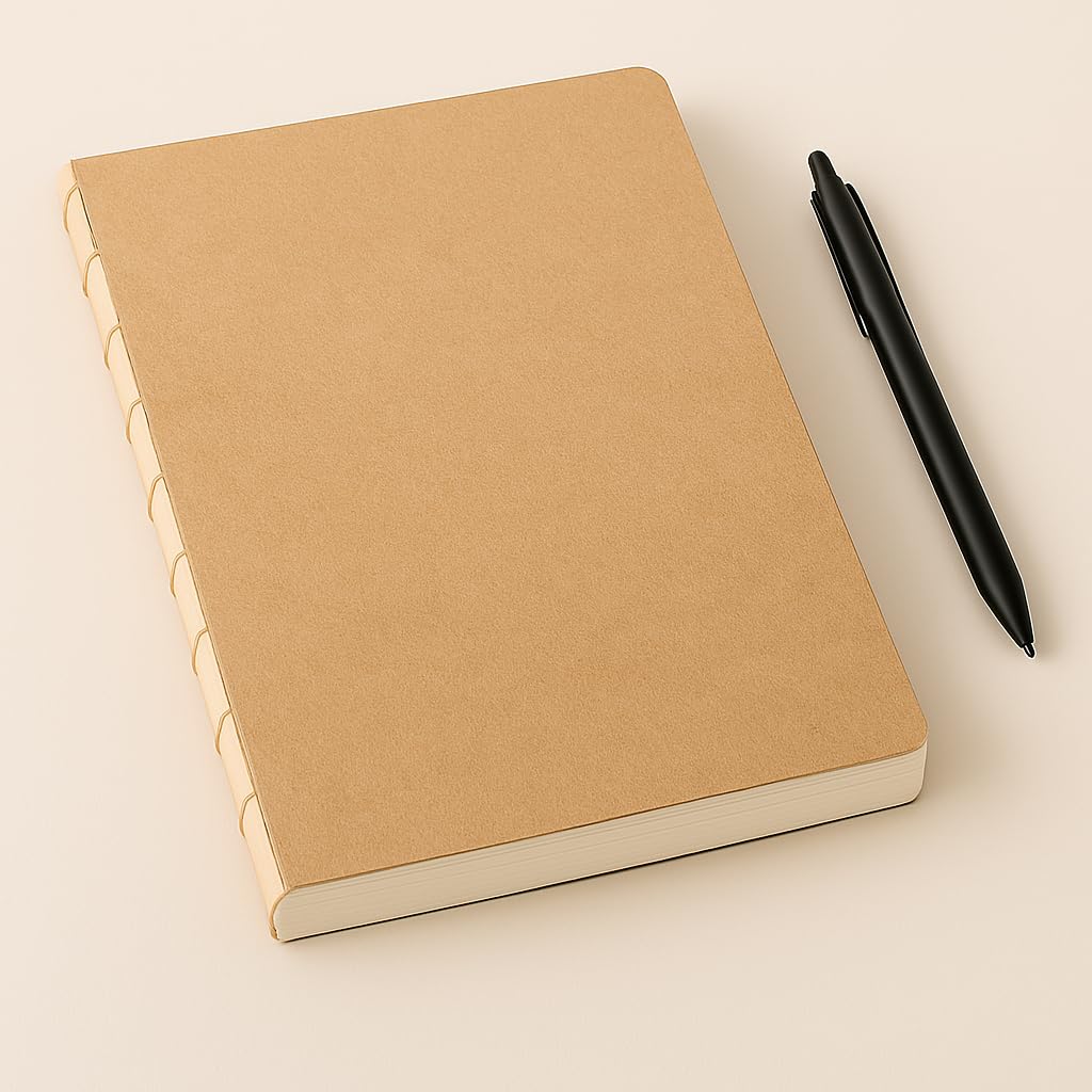Fark Tanıtım Özel Tasarım Kraft Kapaklı A4 Defter - 180 Derece Açılabilir, Sırtı Dikişli,%100 El İşçiliği, Ofis, Okul, Günlük Kullanım İçin İdeal Defter (Çizgisiz)