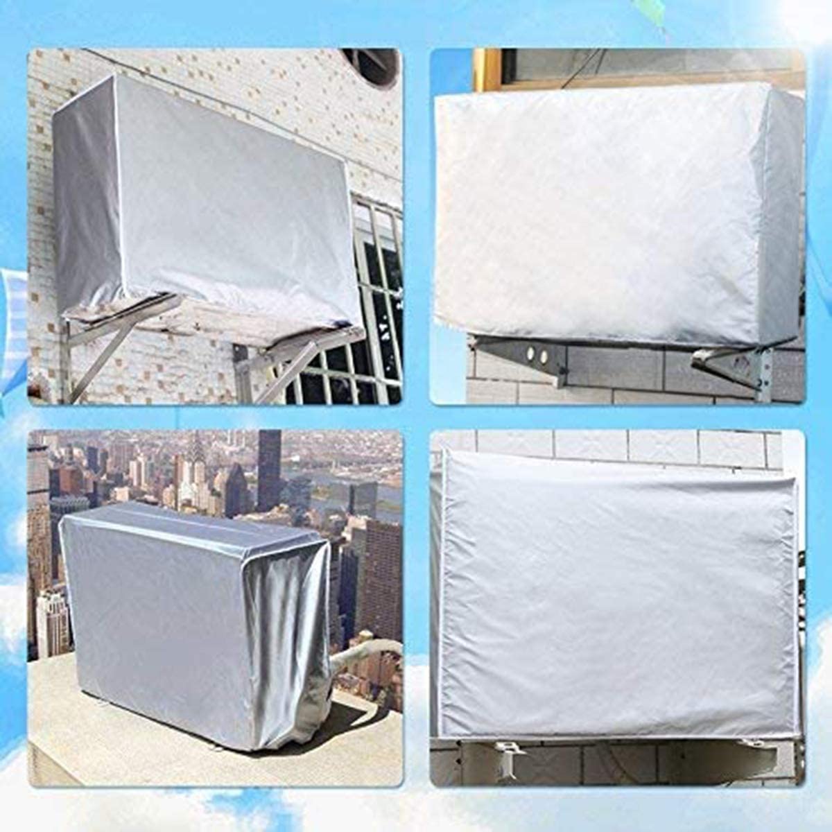 Annhao Copri Condizionatore da Esterno - Universale Coperchio del Condizionatore Teli Impermeabile, Anti-Neve, Anti-Polvere Copri Climatizzatore Esterno Protettori Coperture - 80 x 28 x 54 cm