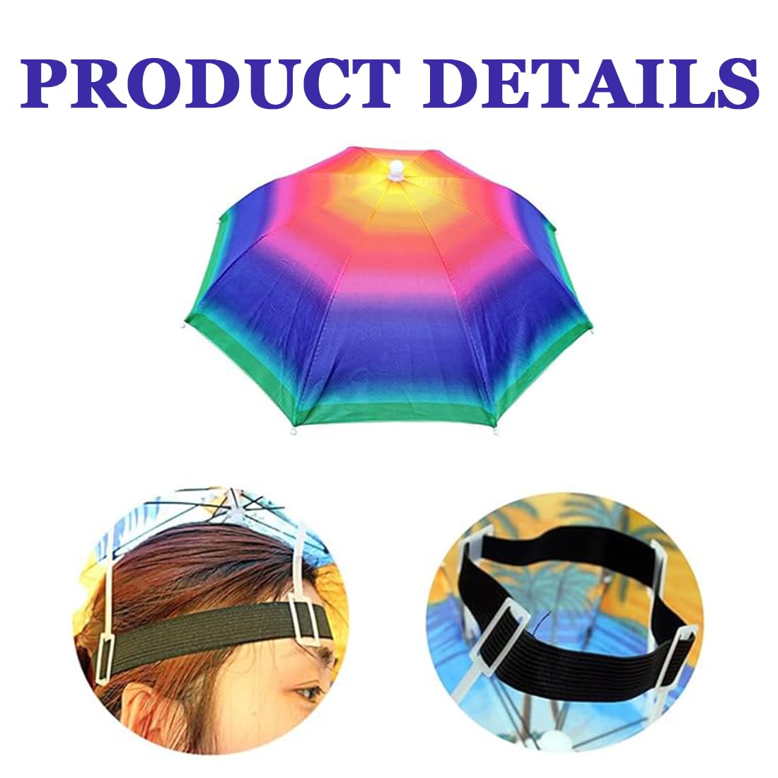 Suliu Cappello Ombrello Sfumato a Righe Colorate, Parasole Portatile Pieghevole per Viaggio, Pesca, Spiaggia, Golf e Campeggio All'Aperto
