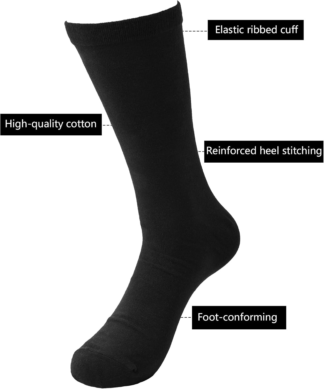 2 Pack Mens Socks Men's Combed Cotton Dress Crew Socks for Men Breathable Business/Casual Socks Size 8-13