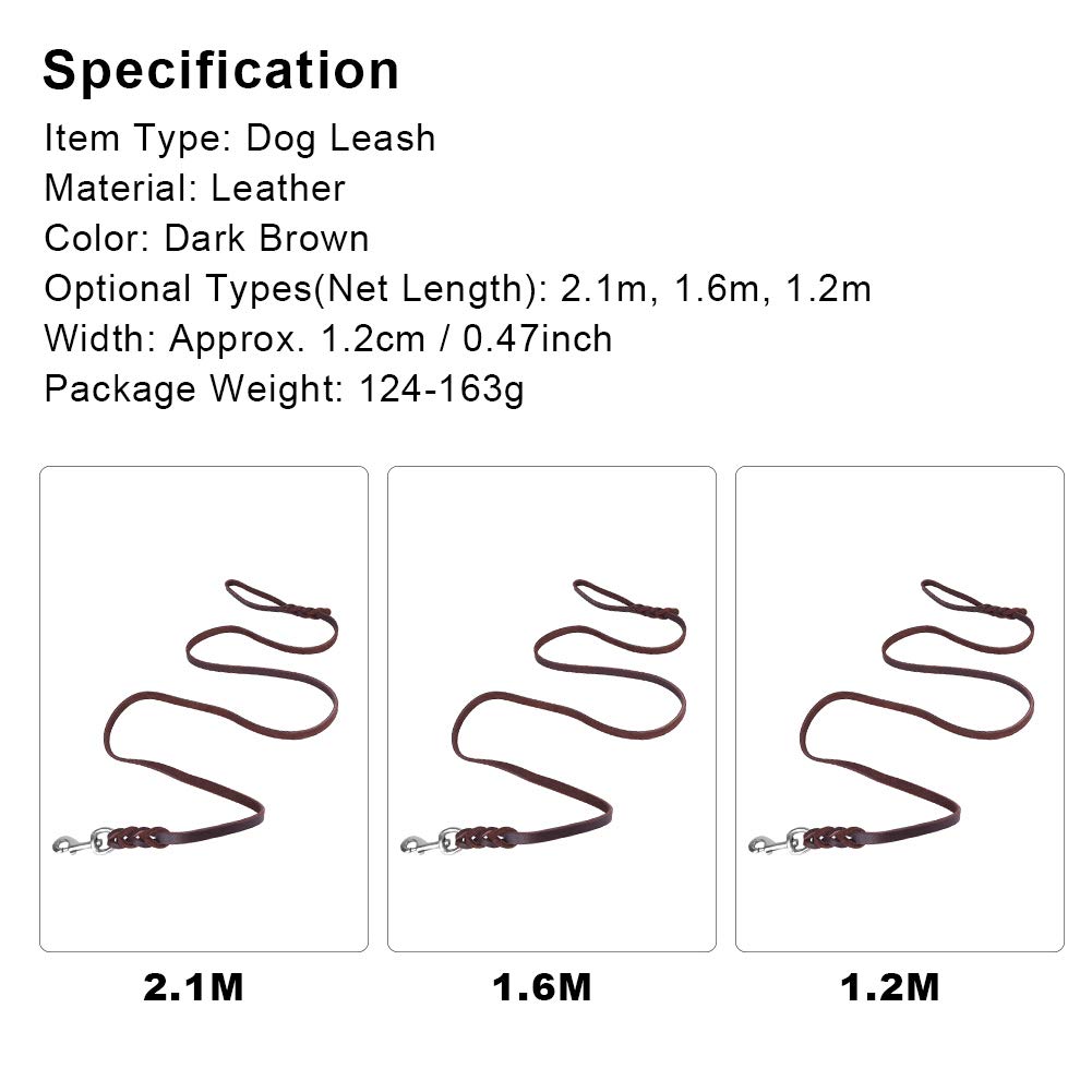 Guinzaglio per cani in pelle, cinturino in pelle con cinturino in corda di sicurezza per cani da compagnia(2.1m)