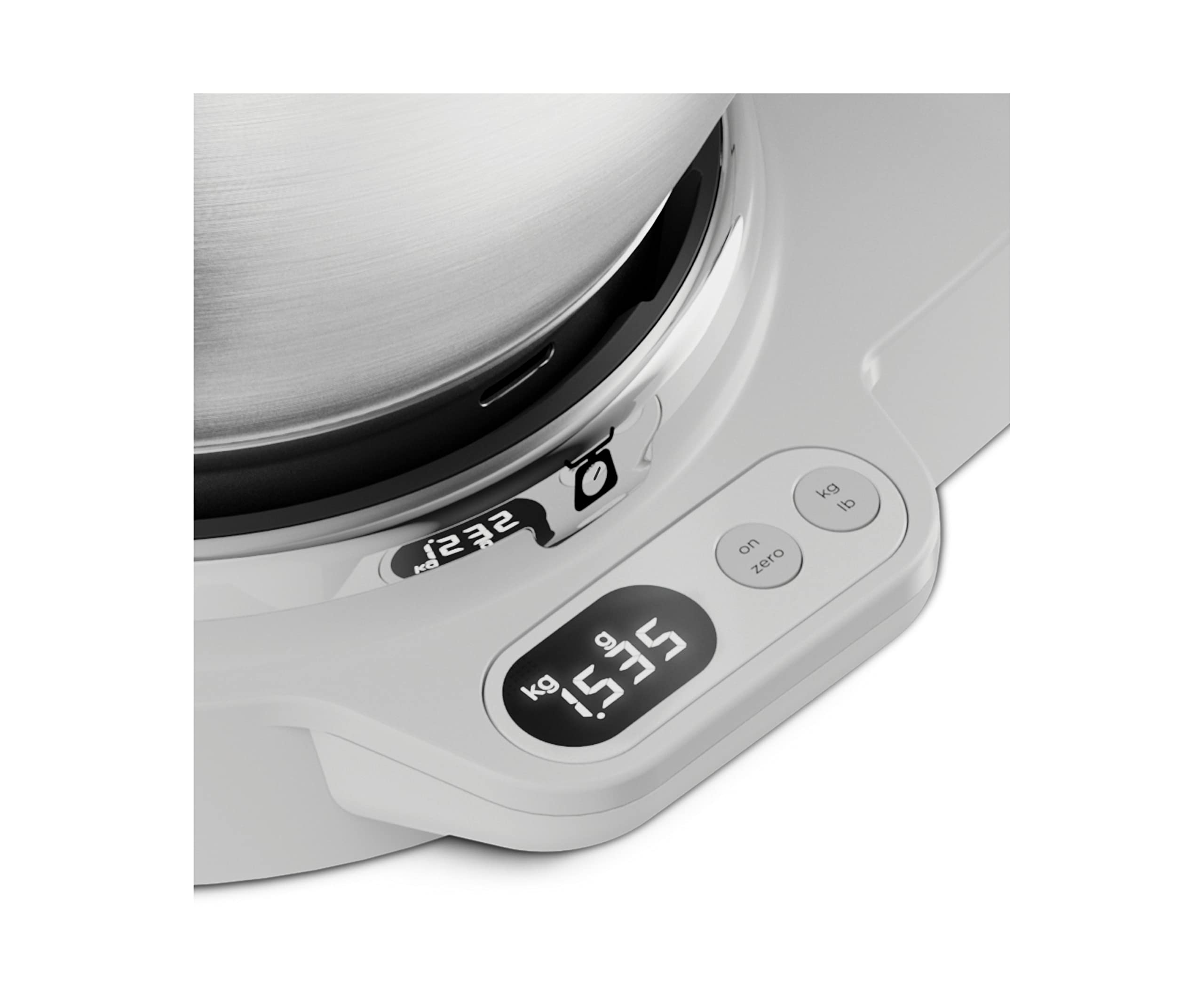 Kenwood Titanium Chef Baker KVC65.001WH - Küchenmaschine mit integrierter Waage, 1200 Watt, inkl. 3-teiligem Patisserie-Set, Spatel & Spritzschutz, Weiß & Edelstahl-Schüssel KAB50.000BS, Zubehör