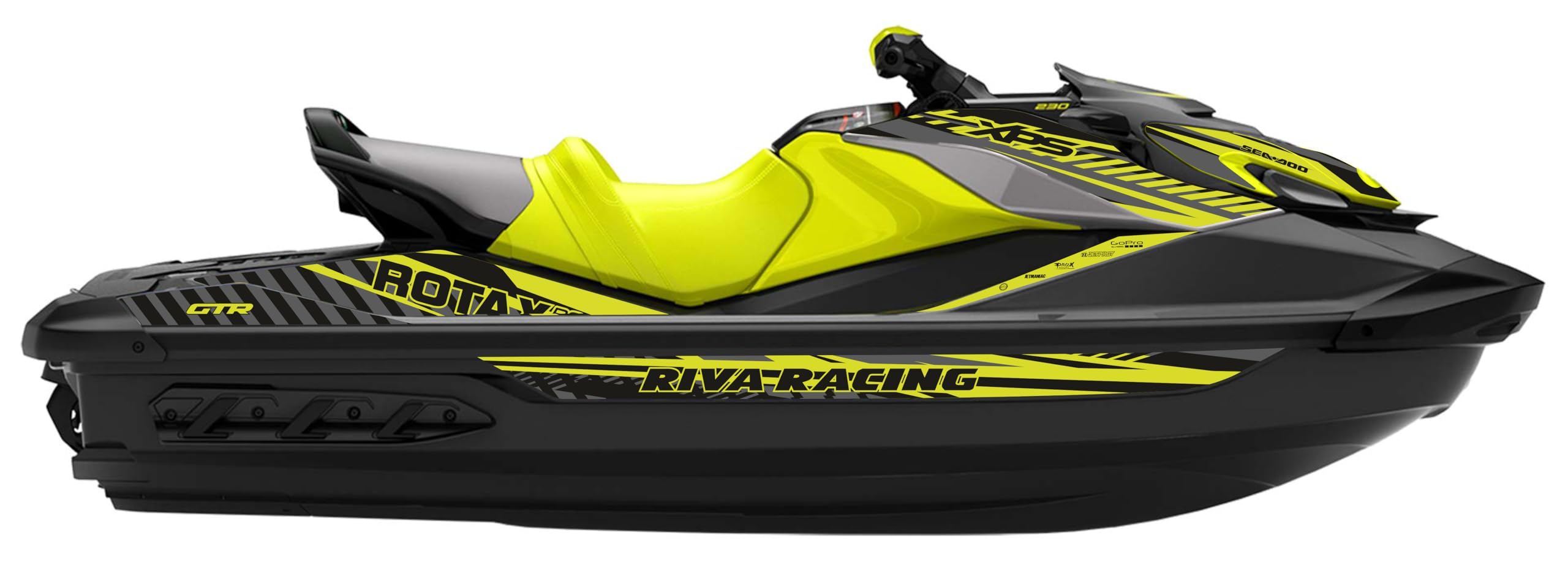 Jet Ski SeaDoo GTR 230 Riva Racing 2020 2021 Stickers Set - Premium Vinyl Decals Kit Graphics with Bubble-Free Technology Adhesive, Jetski Sea Doo (Manta Green)