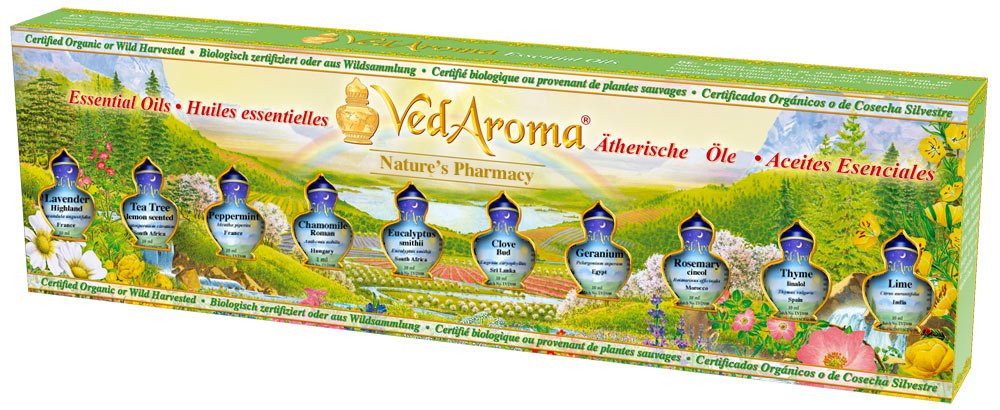 VedAromaNature's Pharmacy Luxury Boxed Set of 10 Pure Essential Oils