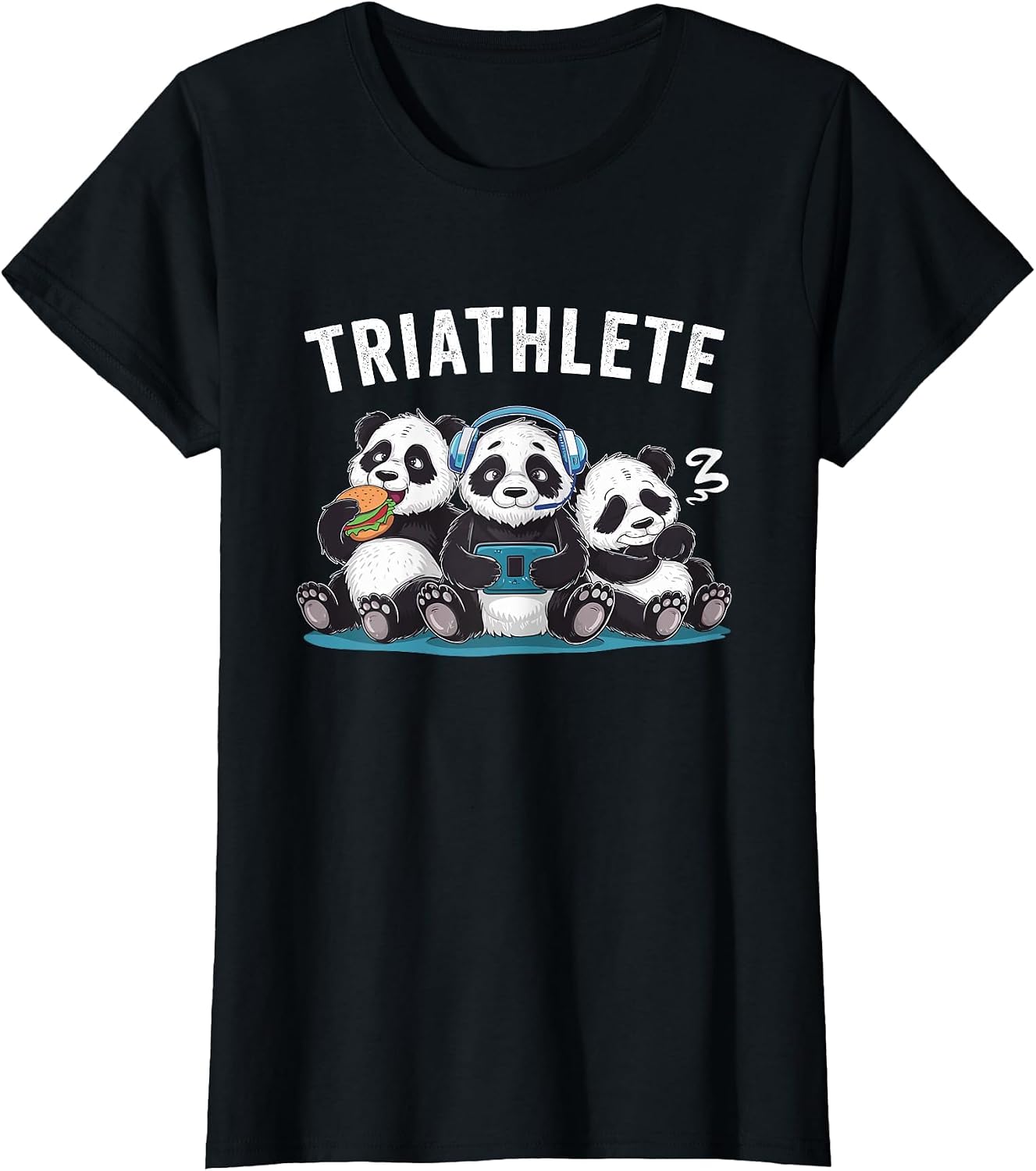 Triathlete Panda Headset Console Nerd Gaming Gadget Gamer T-Shirt