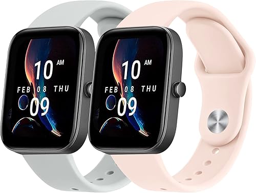 Paquete de 2 correas para Amazfit Bip 3  Bip 3 Pro  Bip U Pro  Bip  Bip Lite  Bip S lite  Bip U  Bip U, correa de repuesto deportiva de silicona