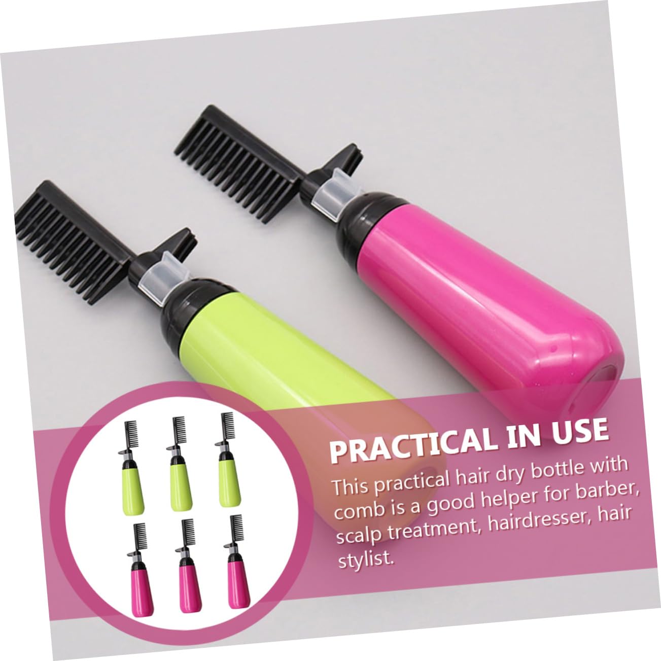 CALLARON 6Pcs Hair Dye Bottle Comb Applicator 130ML Plastic Squeeze Bottles for Hair Coloring Random Colors for Salons and Home Use