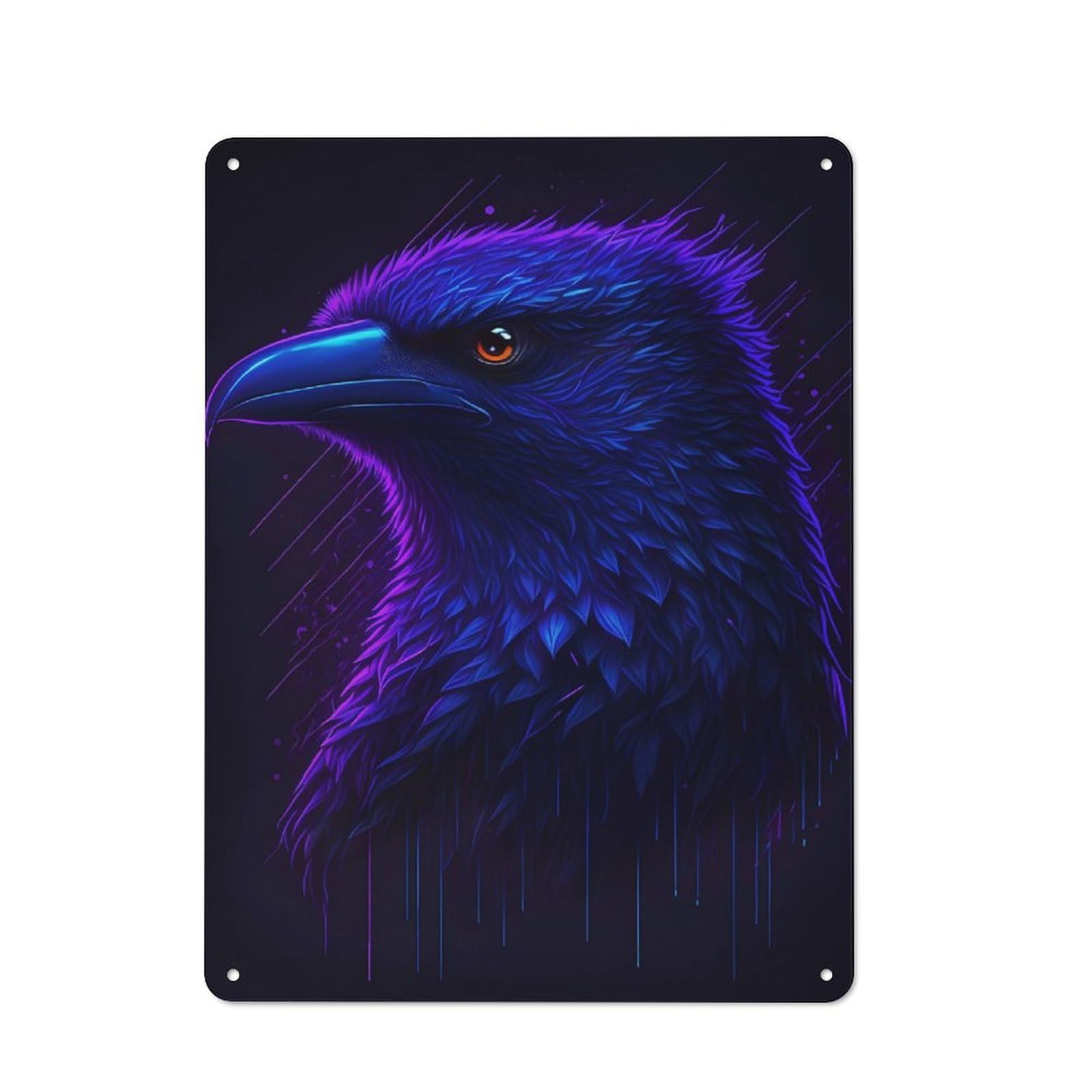 Junmoney The Ravens Head Metal Wall Plaque 40X30cm, Everyday Small Space Decor For Flat, Dorm Room, Lounge Or Cafe