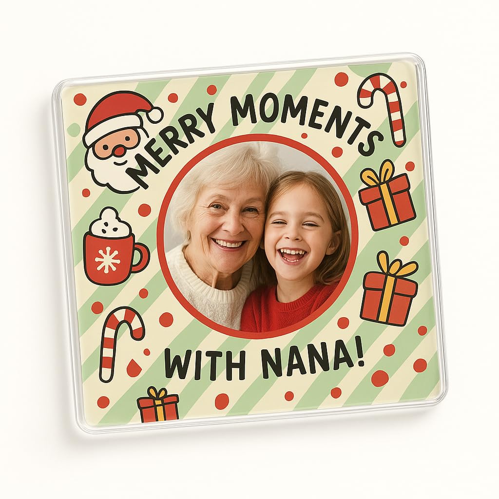 Personalised Acrylic Coaster with Festive Photo Frame - Merry Frame Festivit Christmas Decor for Cherished Family Moments