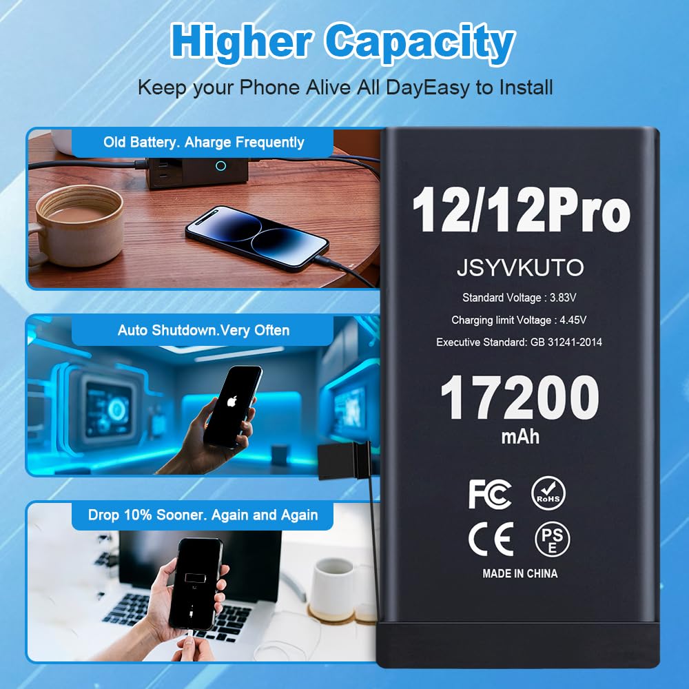 Amazon.com: JSYVKUTO 17200mAh Battery for iPhone 12/12Pro, New 0