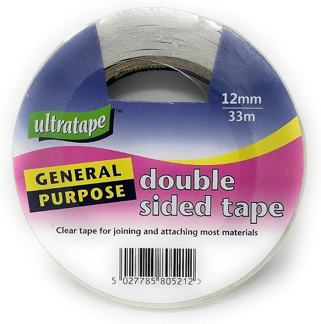 general purpose double sides/sided clear sticky tape 12mm x 33m for office/craft