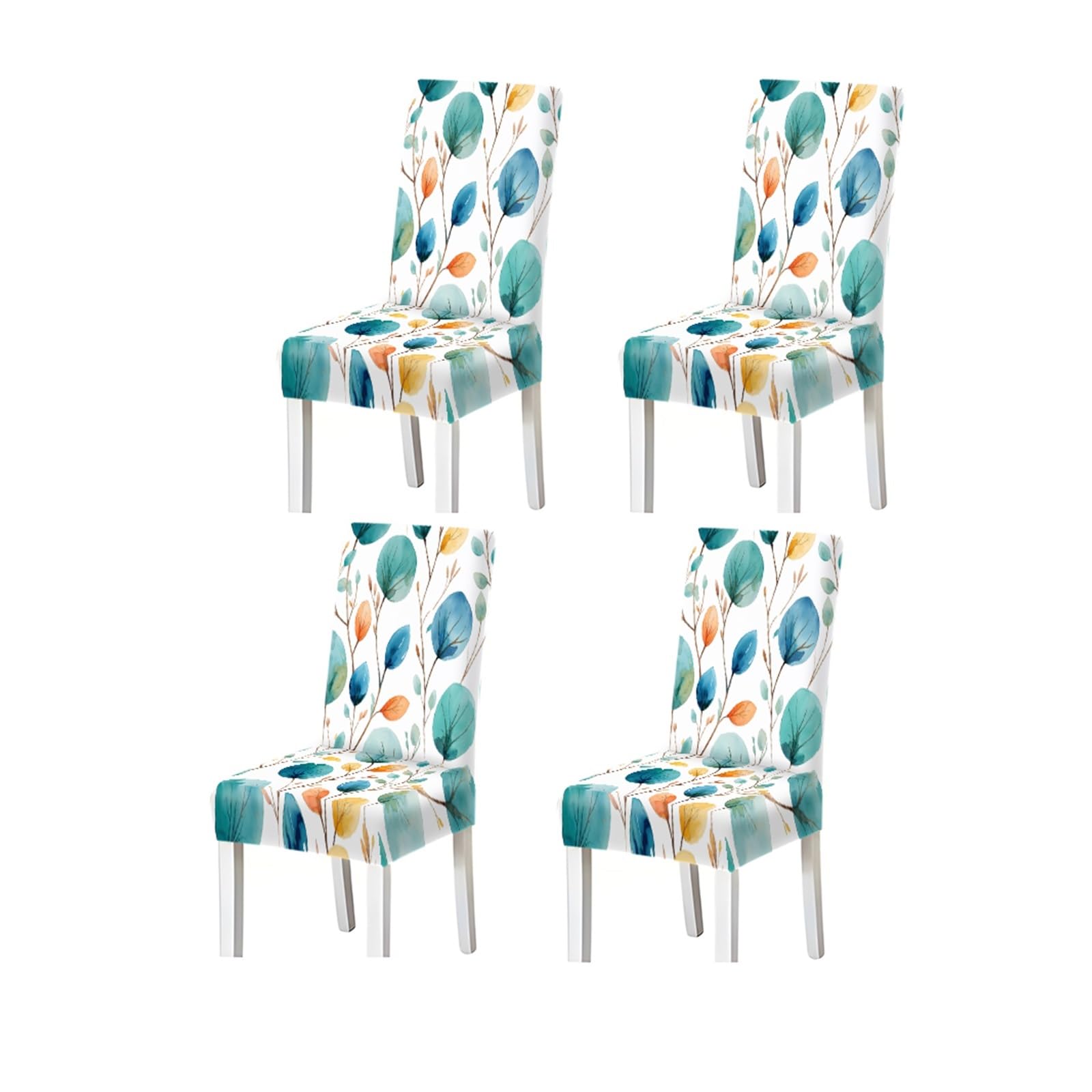 KXUAUV Watercolor Eucalyptus Leaf Print Dining Chair Covers, Stretch Slipcovers For Kitchen Dining Room Spring Summer, 2/4/6PCS Seat Protectors for Restaurant Hotel Party(4PCSChair cover)