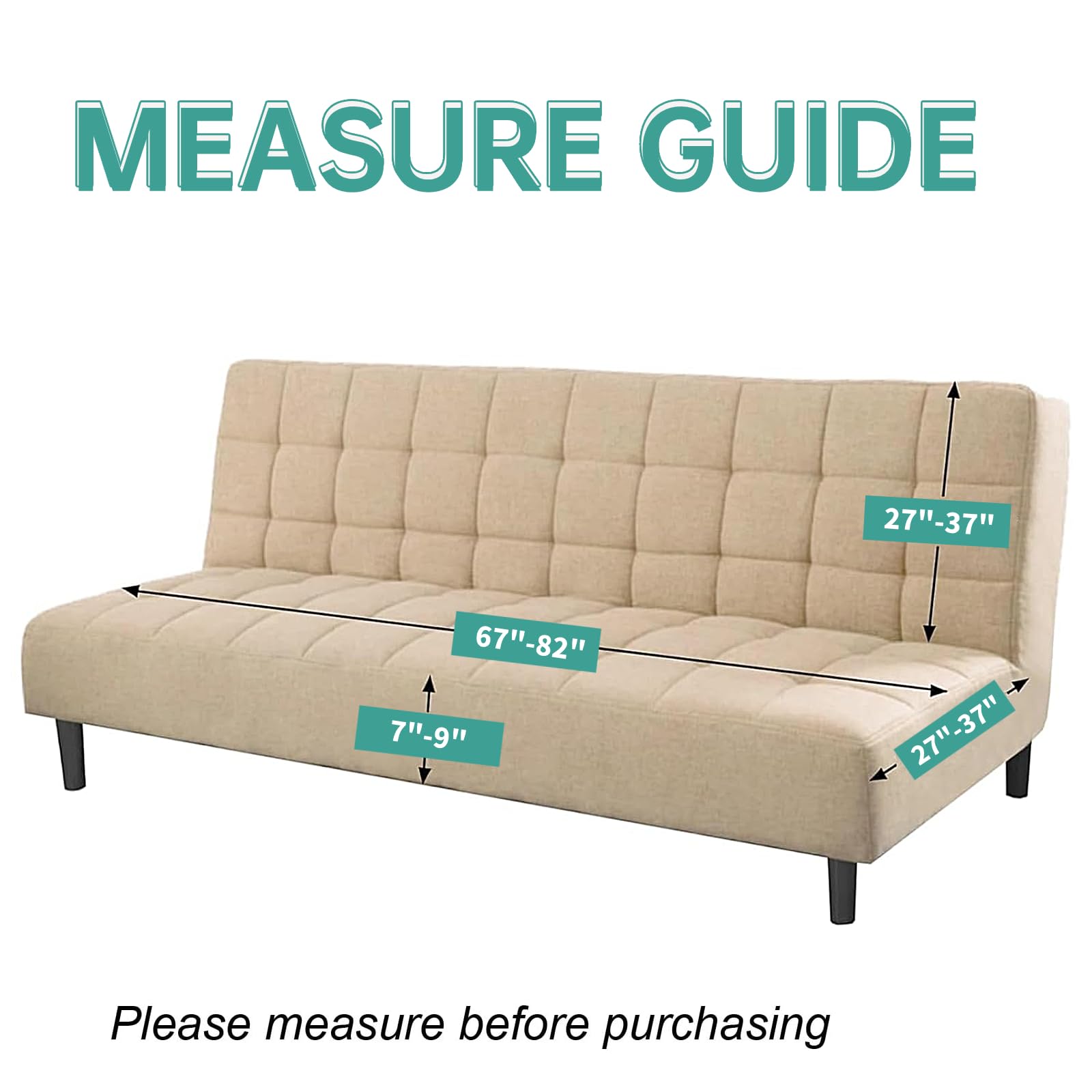 YEMYHOM Futon Cover Latest Jacquard Design High Stretch Armless Sofa Bed Slipcover Anti-Slip Furniture Protector with Elastic Bottom (Futon, Dark Gray)