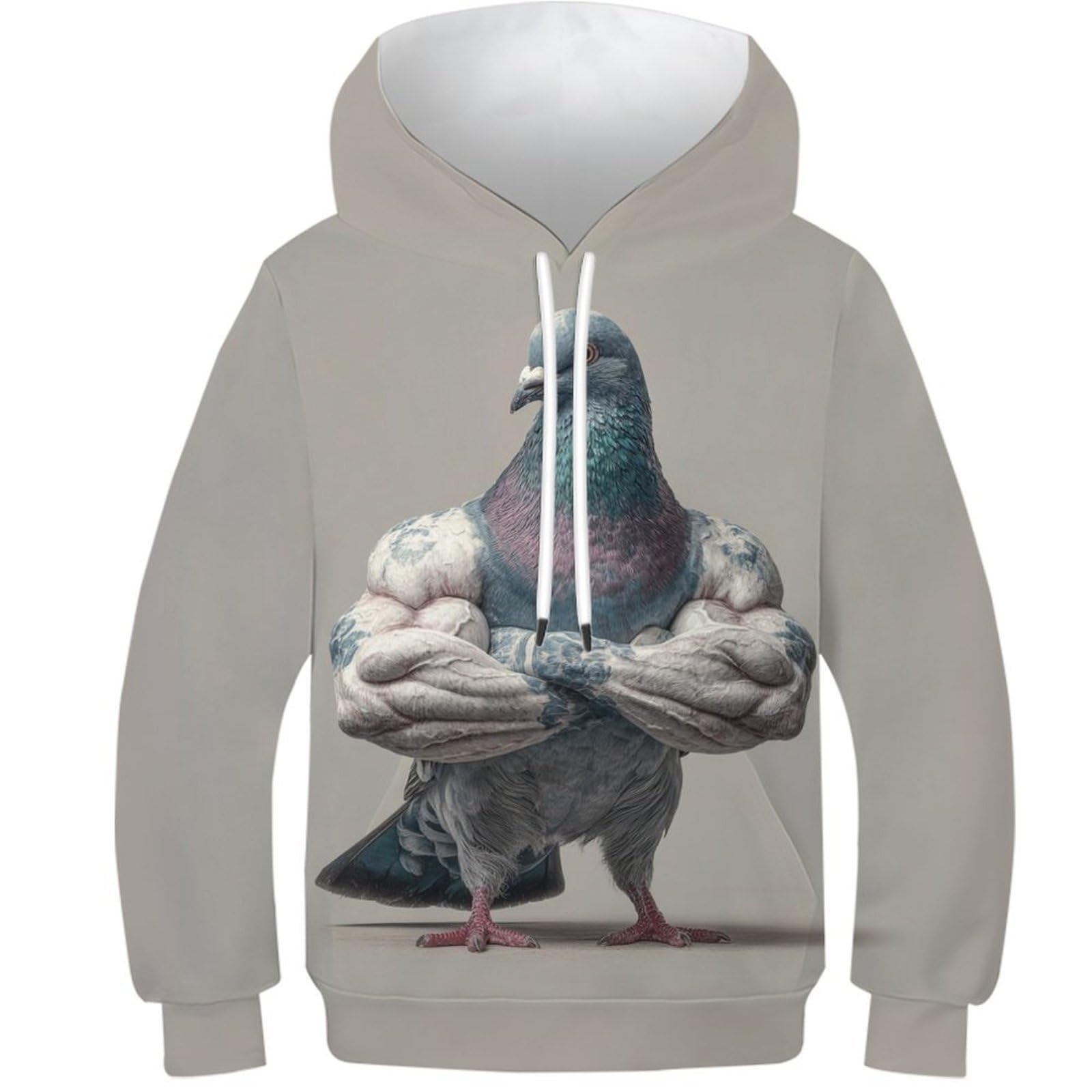 Unisex Hoodie Jumper Long Sleeve Pullover Sweatshirt Pigeon 3D Printed Animal with Pocket for Kids Teen Girl Boy Casual 10-12Y