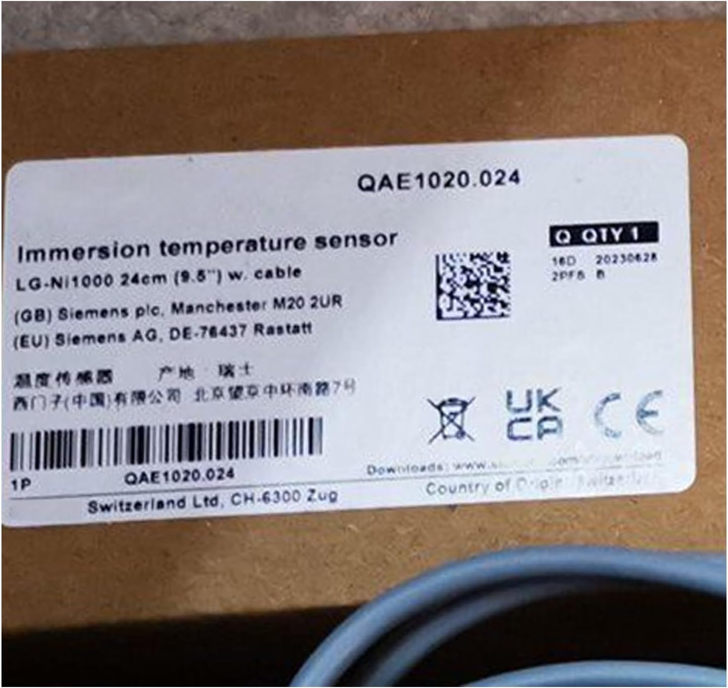 Capteur de température QAE1020.024 haute précision sous boîte scellée