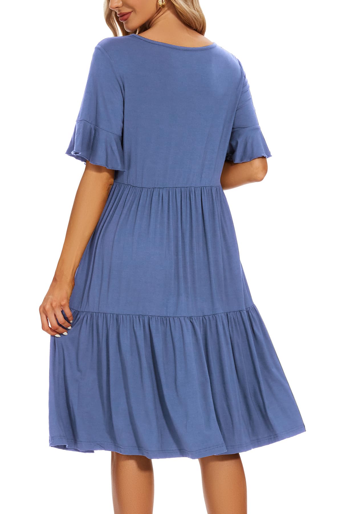 Smallshow Vestito premaman allattamento da donna con volant manica corta vestiti per l'allattamento