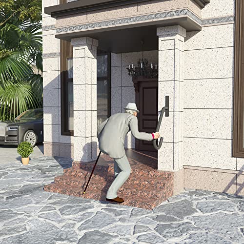 Houyang 28Inch Long Wall Mounted Handrail For 1-3 Step Stairs,Diameter Φ1.3"Steel Pipe Comfortable Grip,Hand Railing Installed At Entryway From Garage To House Or Deck, Porch #TOP5