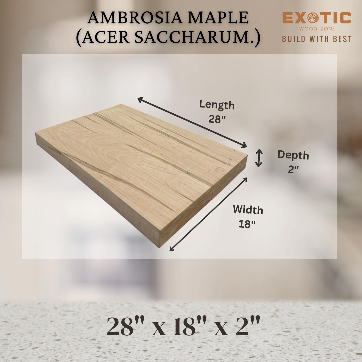 Exotic Wood Zone's Ambrosia Maple Elretric Wood Guitar Body Blank | 28" x 18" x 2"-UnGlued & Unplaned (2 Piece)