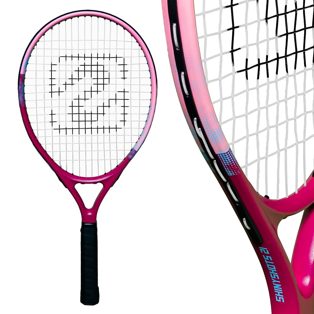 Shiny Shots 21-Inch Kids Tennis Racket - Lightweight Junior 21 inch Tennis Racket for Ages 6-8, Durable Aluminum with Kid-Sized Grip, & Big Sweet Spot