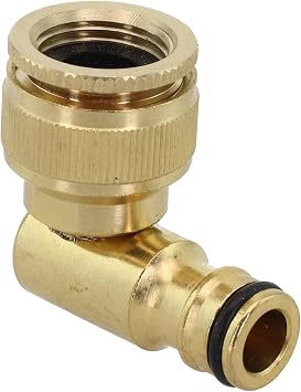 Solid Brass Hose Adapter 90 Degree Garden Elbow, Quick Connect Fitting Half Inch to Three Quarter, Heavy Duty Outdoor Water Spigot Connector for Car