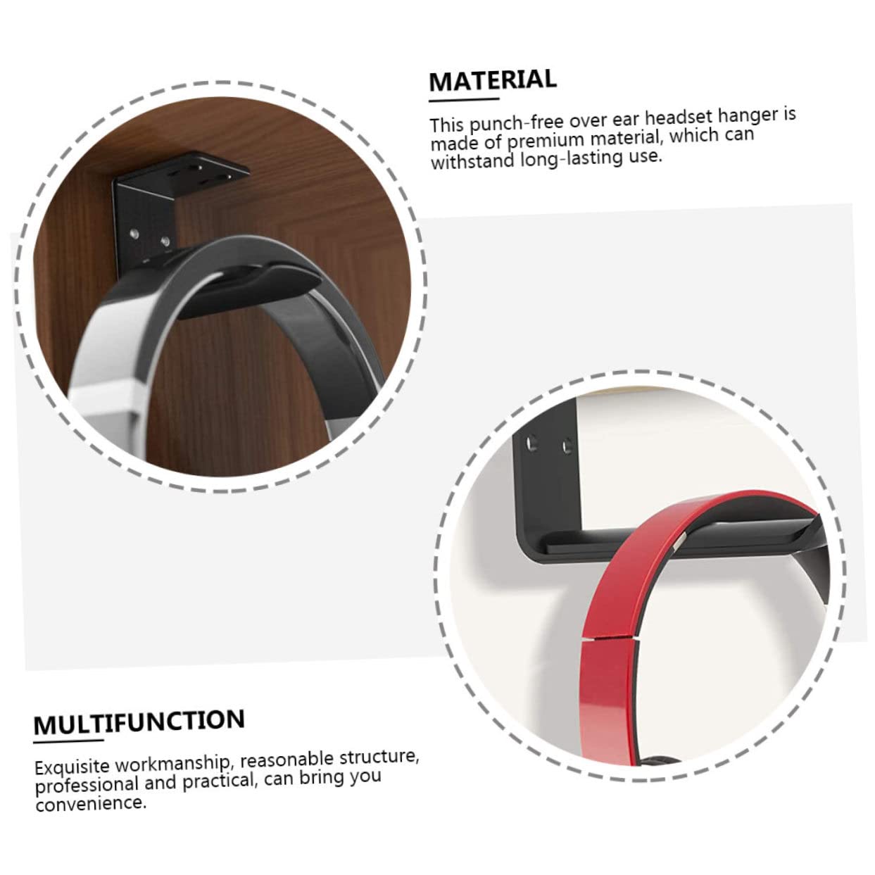 DOITOOL 6piezas Soporte para Auriculares De Aluminio Adhesivo Gancho para Escritorio Sin Perforar Organizador De Auriculares Multifuncional Base Antideslizante