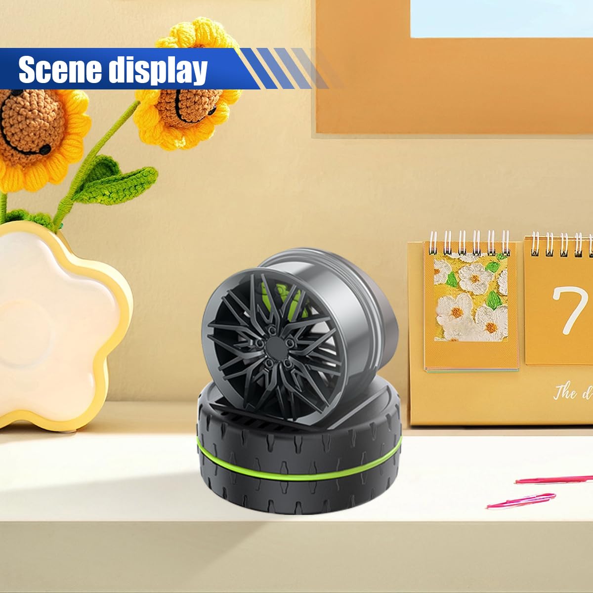 Purificador de aire de energía solar para automóvil, adorno para salpicadero, difusor de aromaterapia giratorio para automóvil, decoración de aromas interiores para automóvil, oficina, hogar (gris)