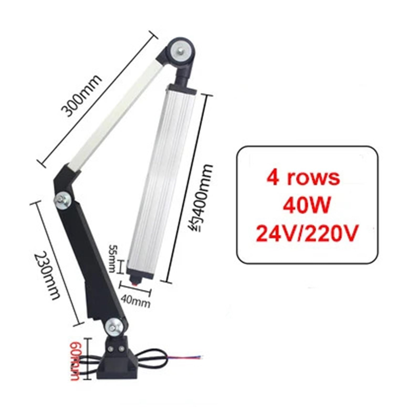 Lampada da lavoro a LED for macchine utensili 24V 36V 220V Braccio lungo CNC Tornio Punzonatrice Fresatura Luce pieghevole Impermeabile per macchine utensili da tornio(40W,220V)