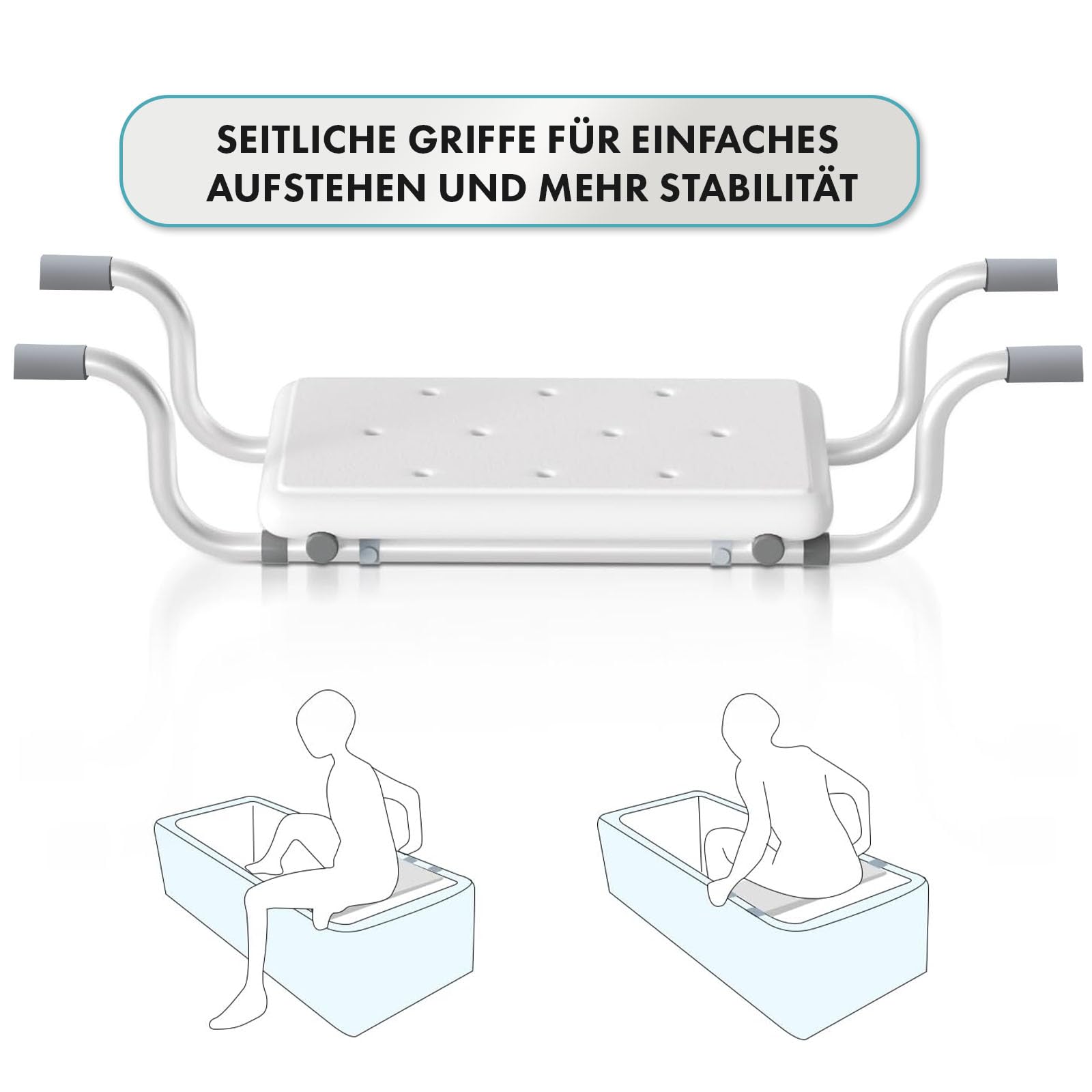 Floordirekt Badewannensitz - Levi - Verstellbarer Badesitz bis 150 kg belastbar aus Aluminium