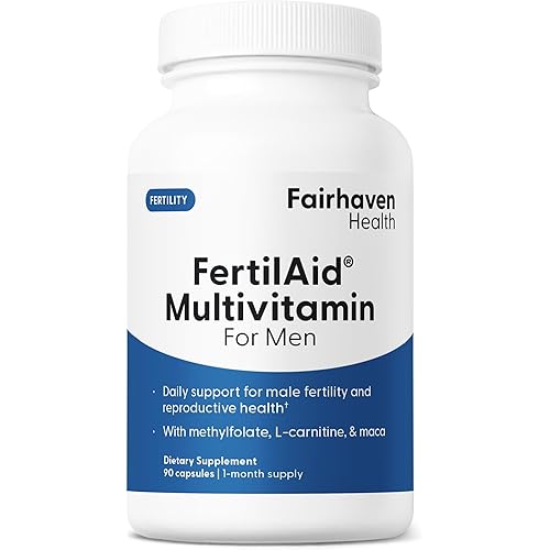 Fairhaven Health FertilAid for Men | Male Fertility Supplement for Count and Motility | Pre-Conception Support with L-Carnitine, CoQ10, Maca and Zinc | 90 Capsules | 3 Month Supply