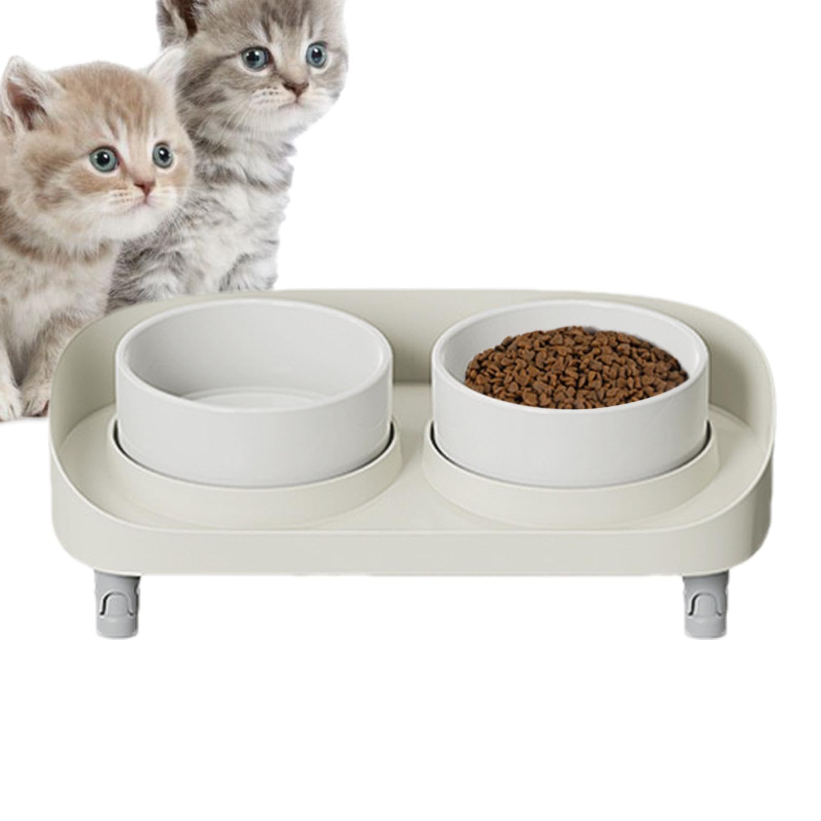 Ciotole rialzate inclinate per cibo per gatti, doppie ciotole per cani e gatti con supporto antiscivolo e base a prova di perdite, stabile e senza stress, ergonomico per mangiatoia per | Alimentatore di alimenti per animali domestici ergonomici, per l'ali