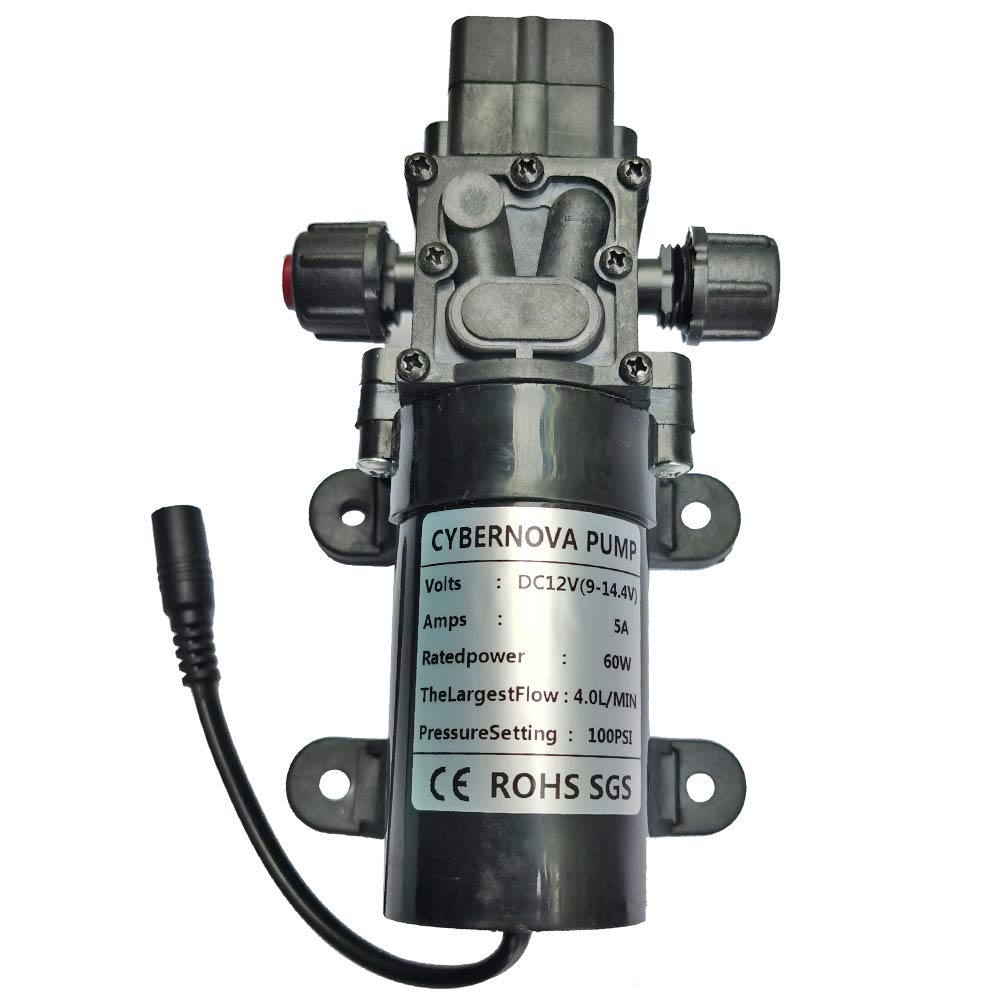 CYBERNOVA DC12V 100 PSI 4 L/m Pompe à amorçage Automatique à diaphragme Haute Pression avec Interrupteur de Pression Caravane/Bateau/Camping-Car/Jardin(avec interface DC)