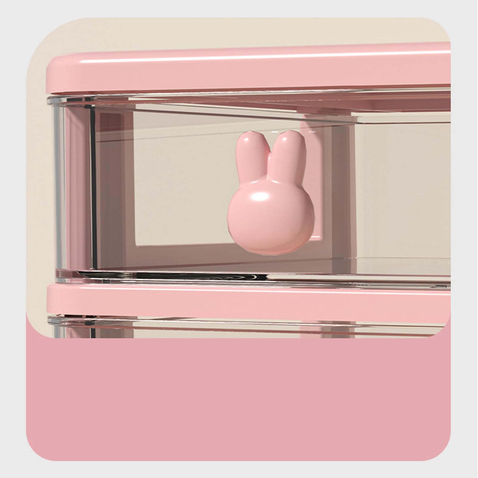 Fdit Almacenamiento de Cajones de Plástico, Caja de Almacenamiento de Escritorio de Varios Niveles, Organizador de Cajones de Plástico con de Conejito, Contenedor de (Rosa, 5