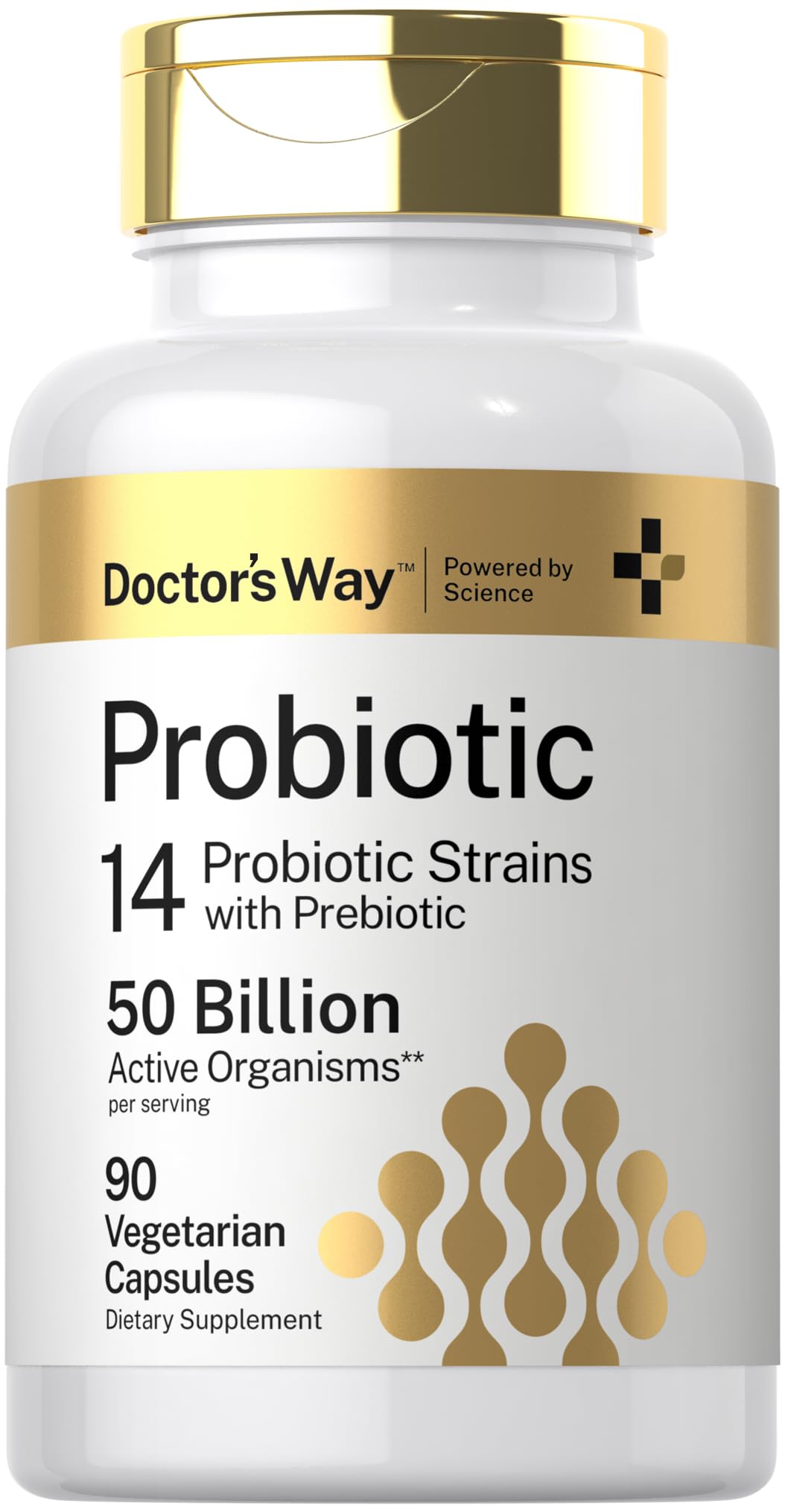 Probiotic Supplement | 50 Billion Active Organisms | 90 Capsules | 14 Strains with Prebiotic | for Men and Women | Vegetarian, Non-GMO, Gluten Free