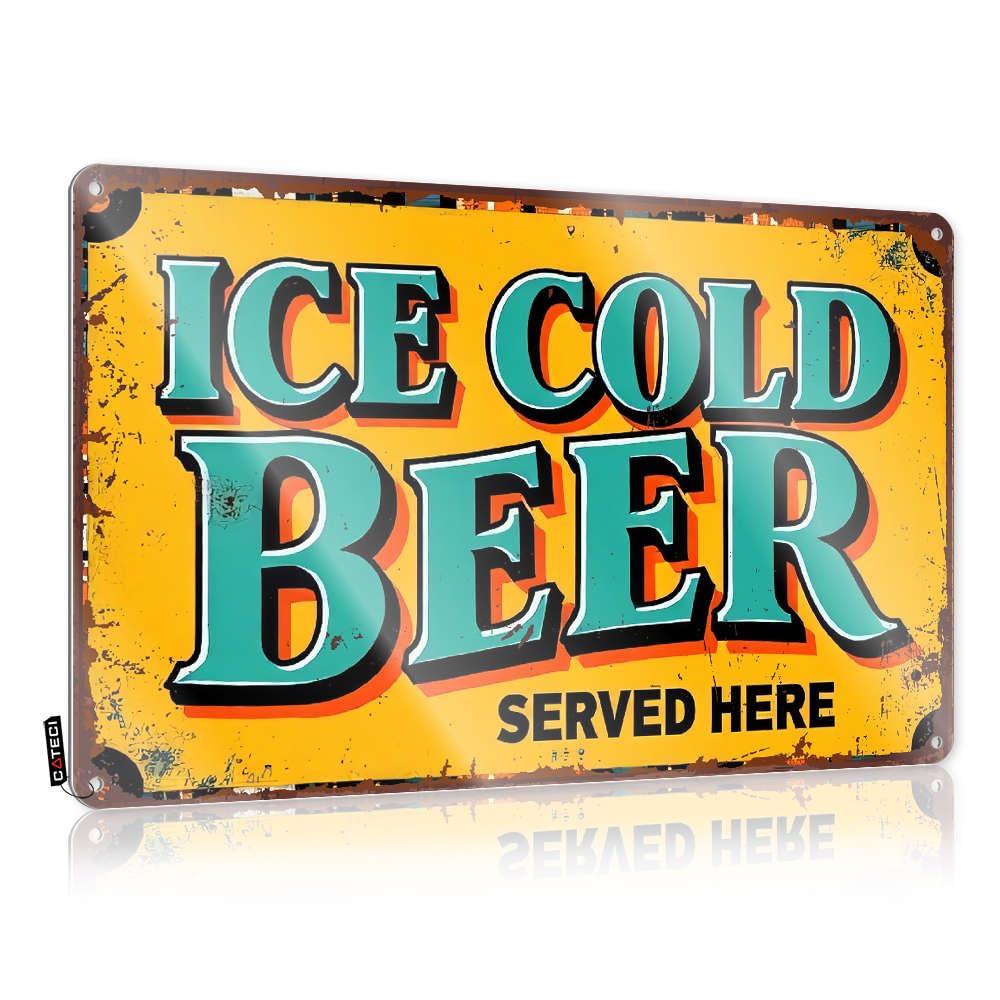 Sujd Colour Metal Sign For Motivational Wall Decor Western Accent Retro Wall-Mounted | Porch Welcome Tall & Pool Signs Outdoor : Ice Cold Beer Served Here.