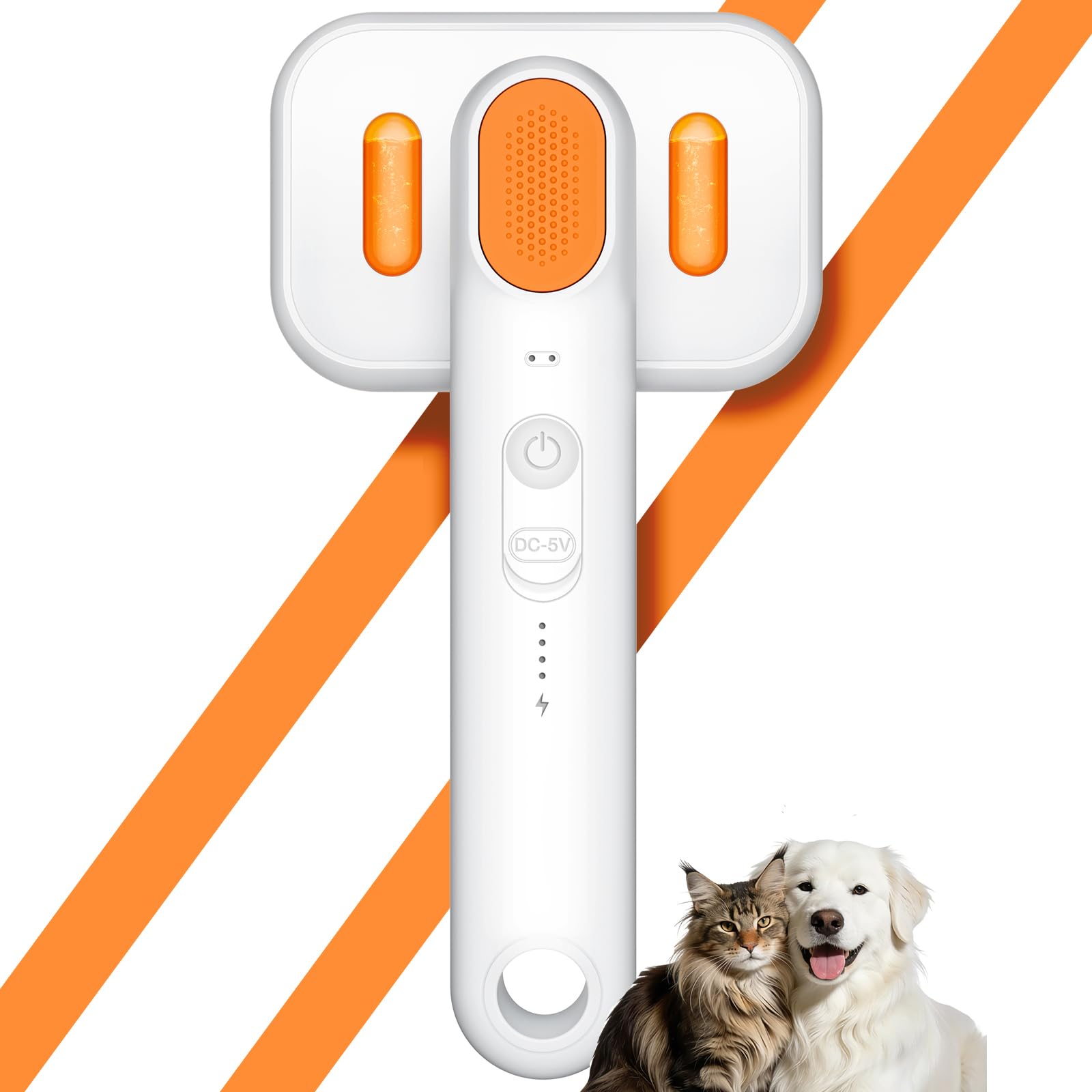 Spazzola a vapore per cani e gatti, spray silenzioso ad alta precisione a 2 marce, spazzola di bellezza a vapore 3 in 1, pettine spray autopulente, adatta per animali domestici a pelo lungo e a pelo