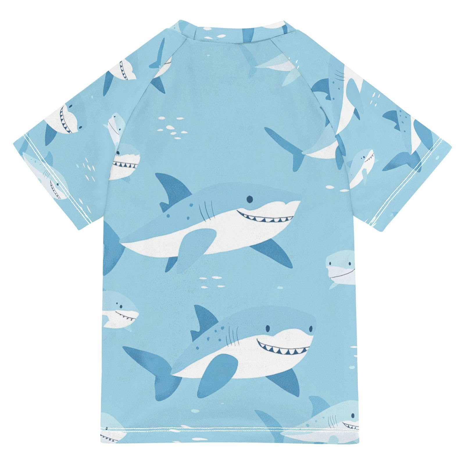 Jucciaco Boys Swing Shirts Shark Fish Blue Sea Rashguard Short Sleeve Kids T-Shirts Sun UPF 50+