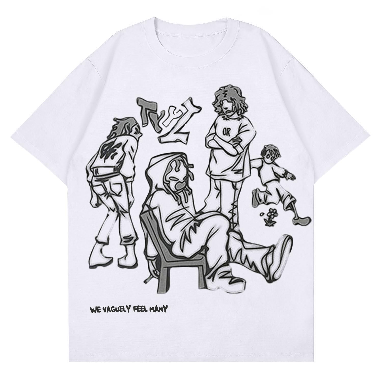 Bealin Mens Graphic Tees Oversized Creative Graffiti Short Sleeve Shirts Summer Casual Rapper Streetwear Y2k Tops Tshirt