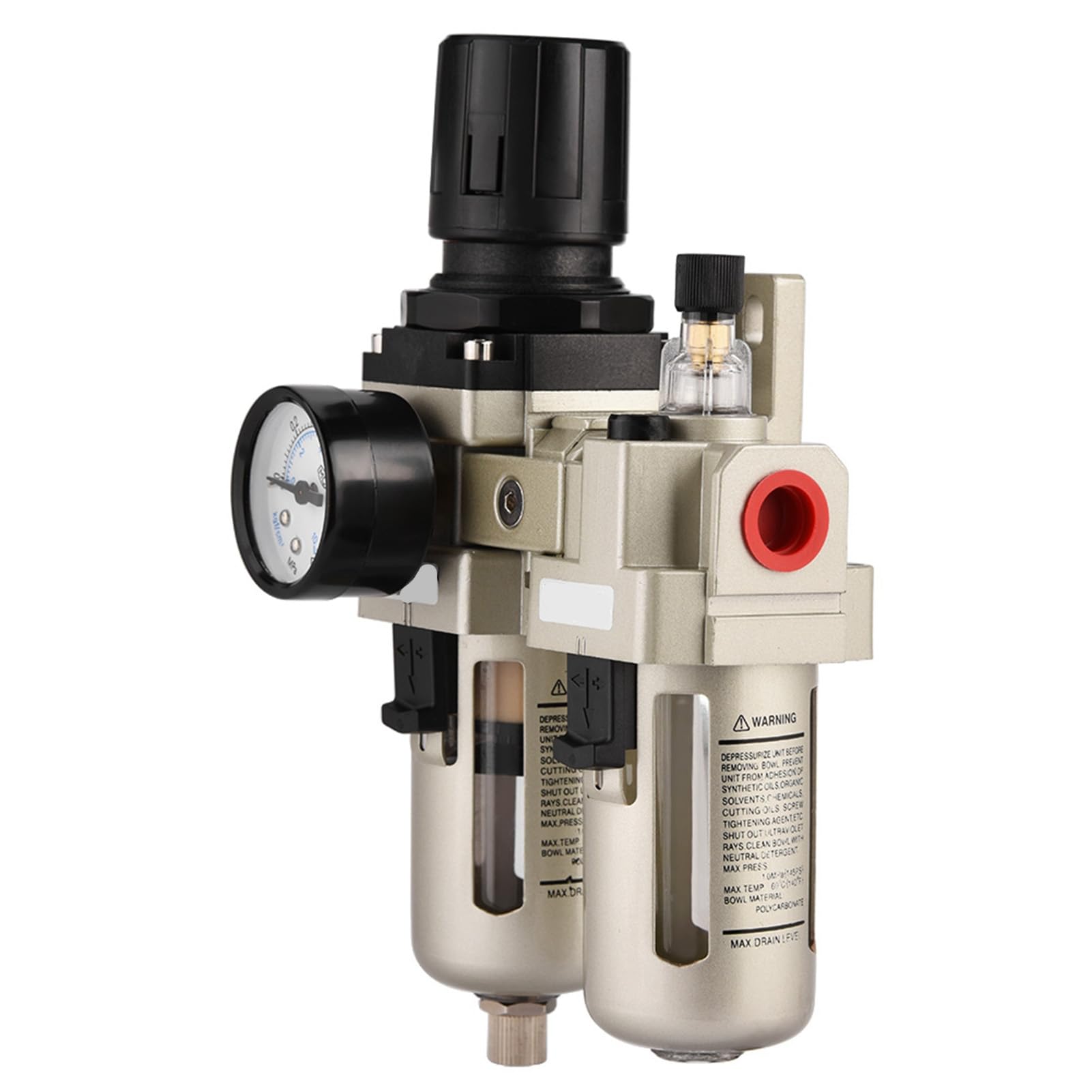 Regulador de Filtro y Lubricador de Aire Comprimido, AC3010-03, Combinado con Filtro de Agua y Separador de Humedad, Entrada 3/8", Aleación de Aluminio, Presión 0.05-0.85MPa