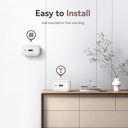 Miniatura 7 de Putogesafe Detectores de monóxido de carbono, alarma de monóxido de carbono de 10 años de vida útil del sensor con pantalla LCD y luces LED, alarma