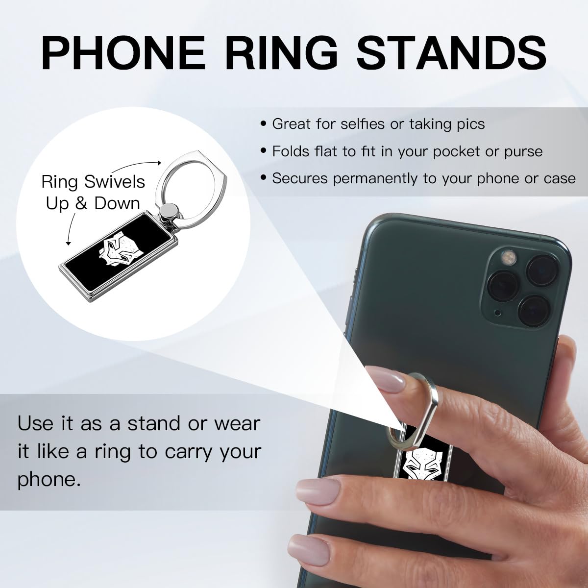 Amazon.co.jp: ホールドリング ブラックパンサー スマホリング 携帯  