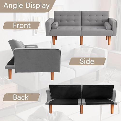 Miniatura 6 de Furmax Sofá cama convertible reclinable, sofá cama reclinable tapizado, sofá futón plegable de tela moderna para sala de estar compacta, apartamento